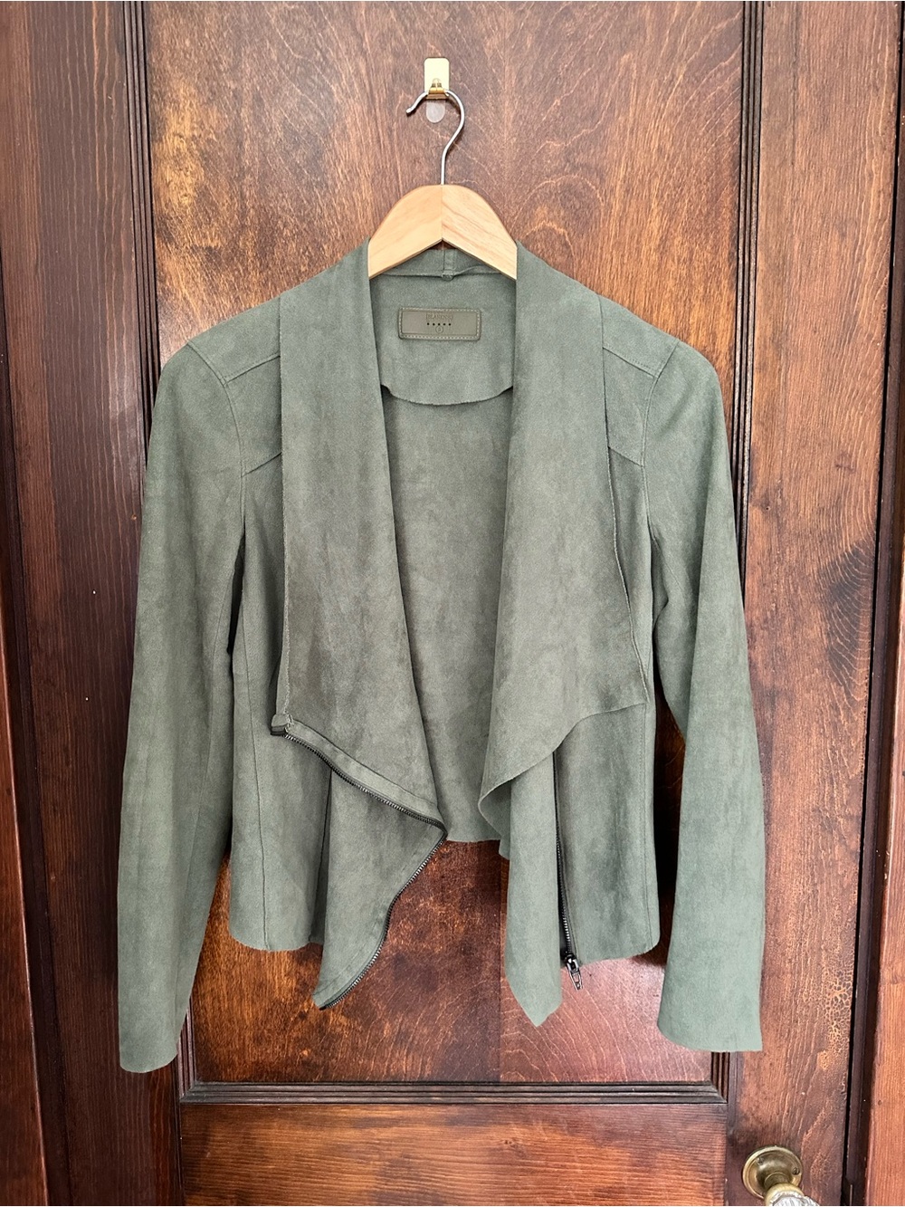 Blank NYC Olive Green Draped Open-Front Jacket